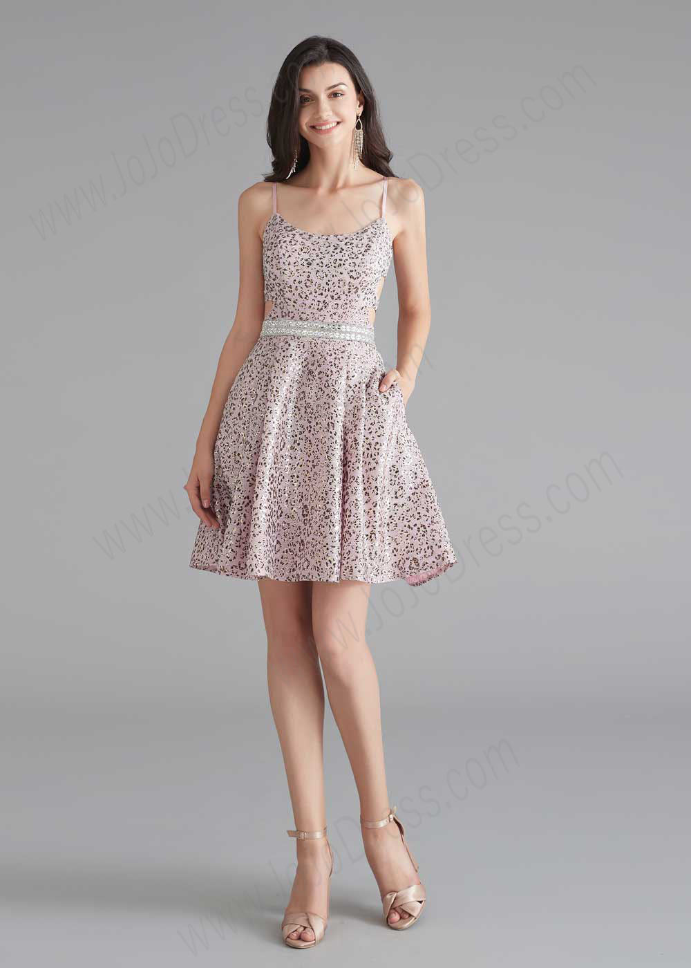 Cute Short Pink and Silver Cocktail Dress